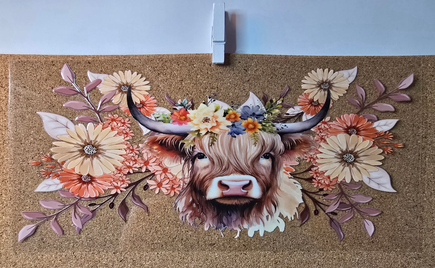 Cow with floral cream and peach