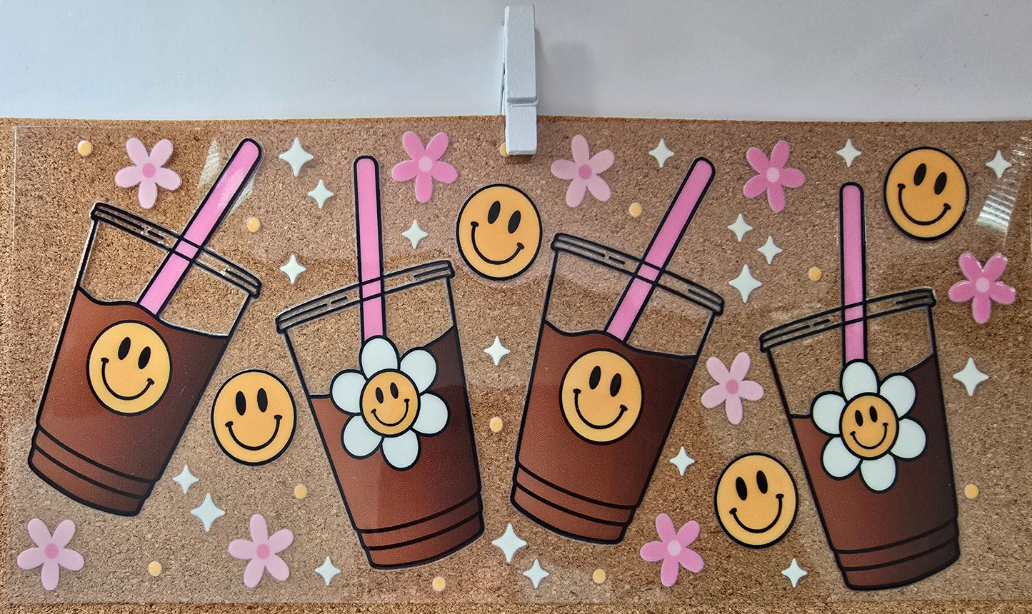 Smiley coffee with flowers